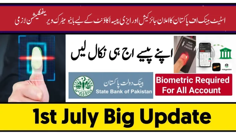 State Bank Of Pakistan Biometric Verification Jazzcash Easypaisa July 1 2025