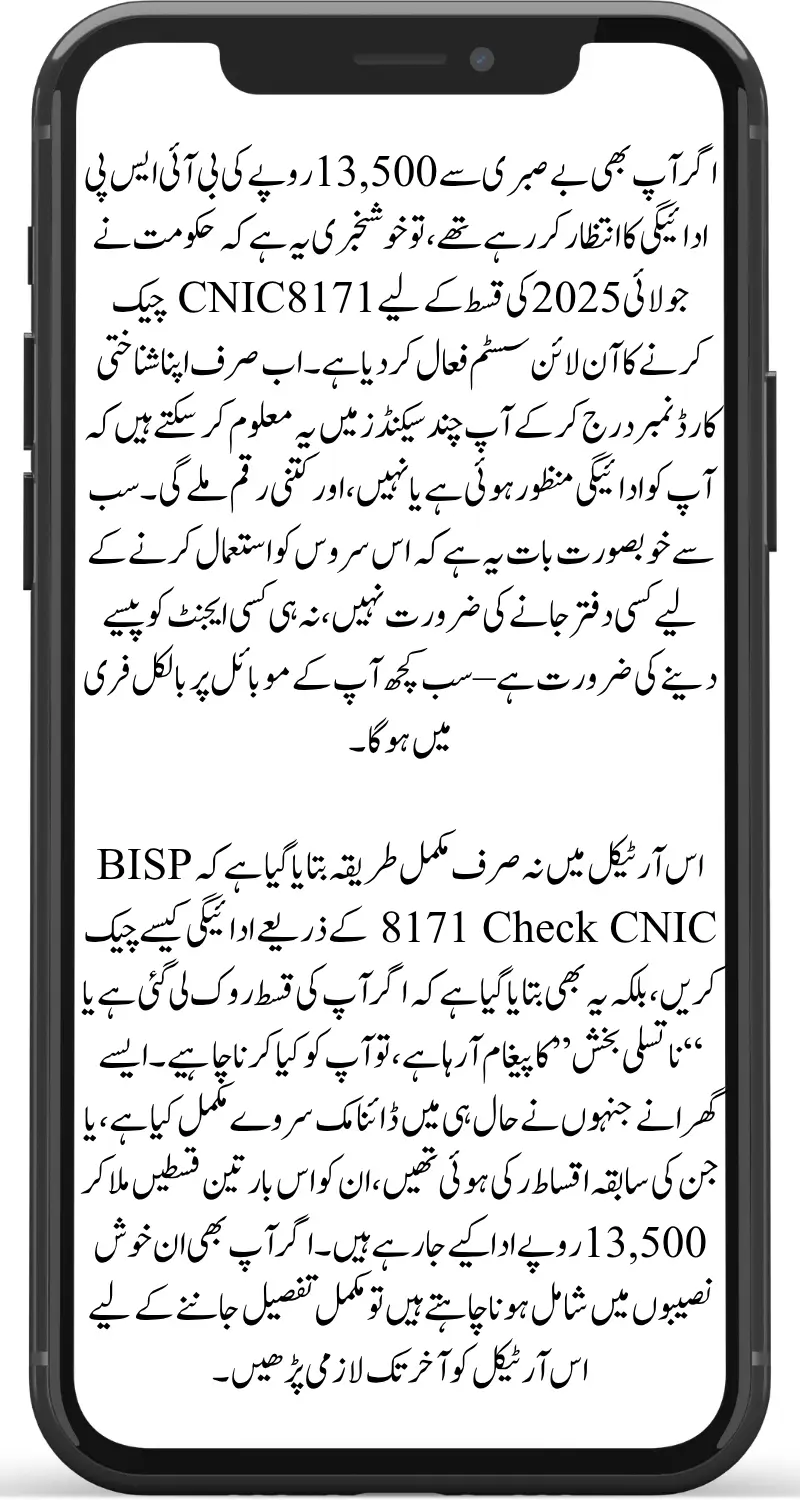 BISP 8171 Check CNIC Online to Get Instant Payment Info July 2025 Full Guide for Eligible Families