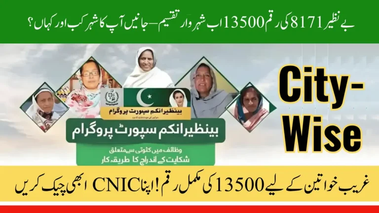Ehsaas 8171 Payment July 2025 City-Wise Distribution for Poor Women 