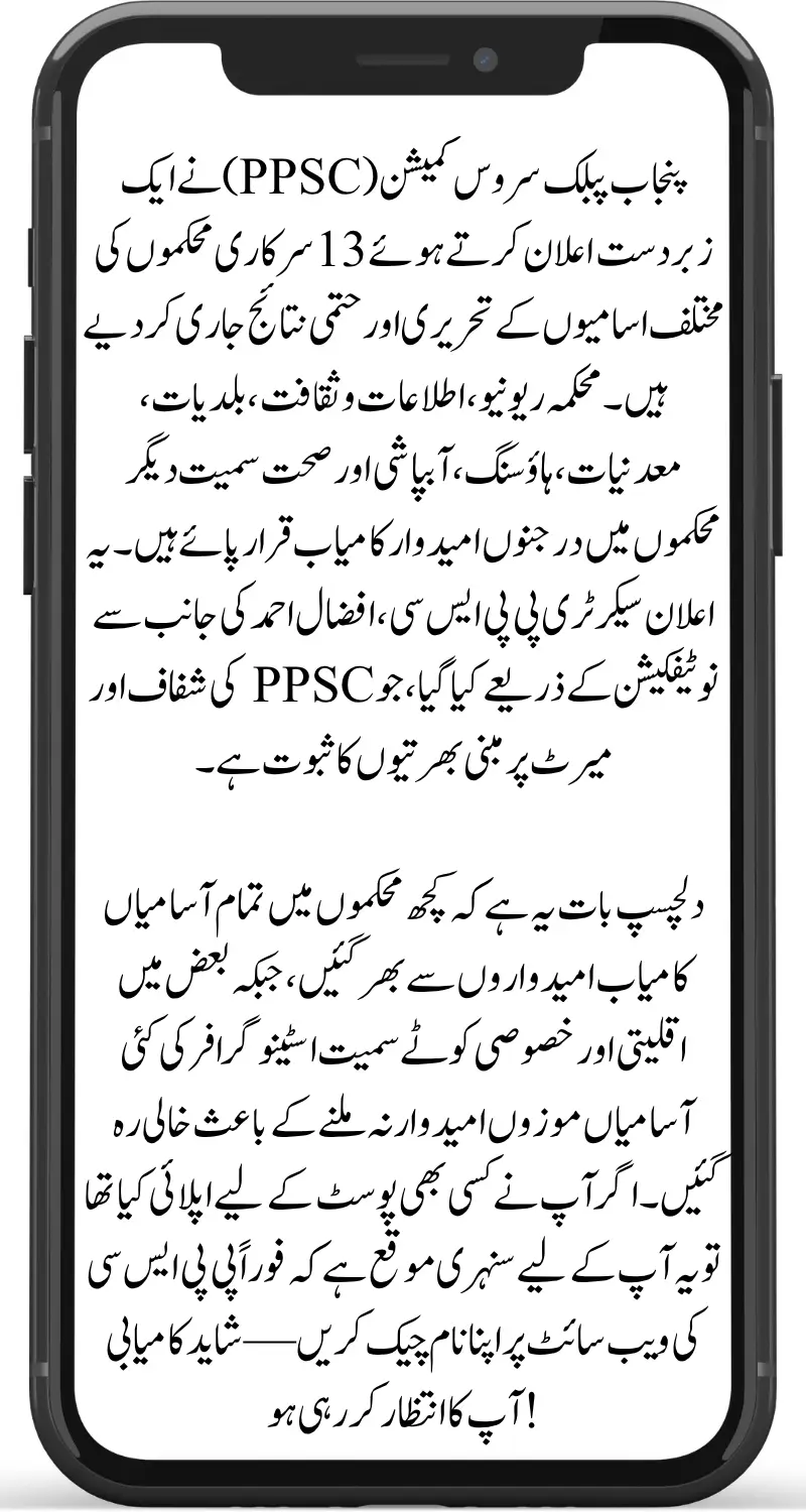 PPSC Written and Final Results 2025 – Notification Released for 13 Punjab Government Departments