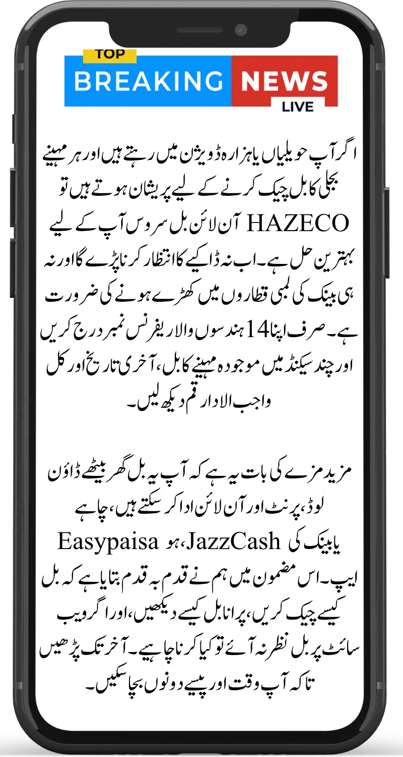 HAZECO Online Bill: How to Check, Calculate & Pay Instantly (NADRA & Easypaisa Ready)